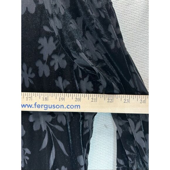 Calvin Klein Women’s 16W Black Floral Burnout Velvet Long Sleeve A-Line Dress - Picture 4 of 12